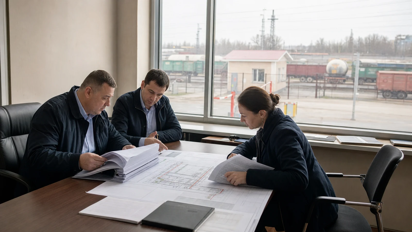 Специалисты сверяют перечень охраняемых объектов, план транспортного терминала и проект контракта